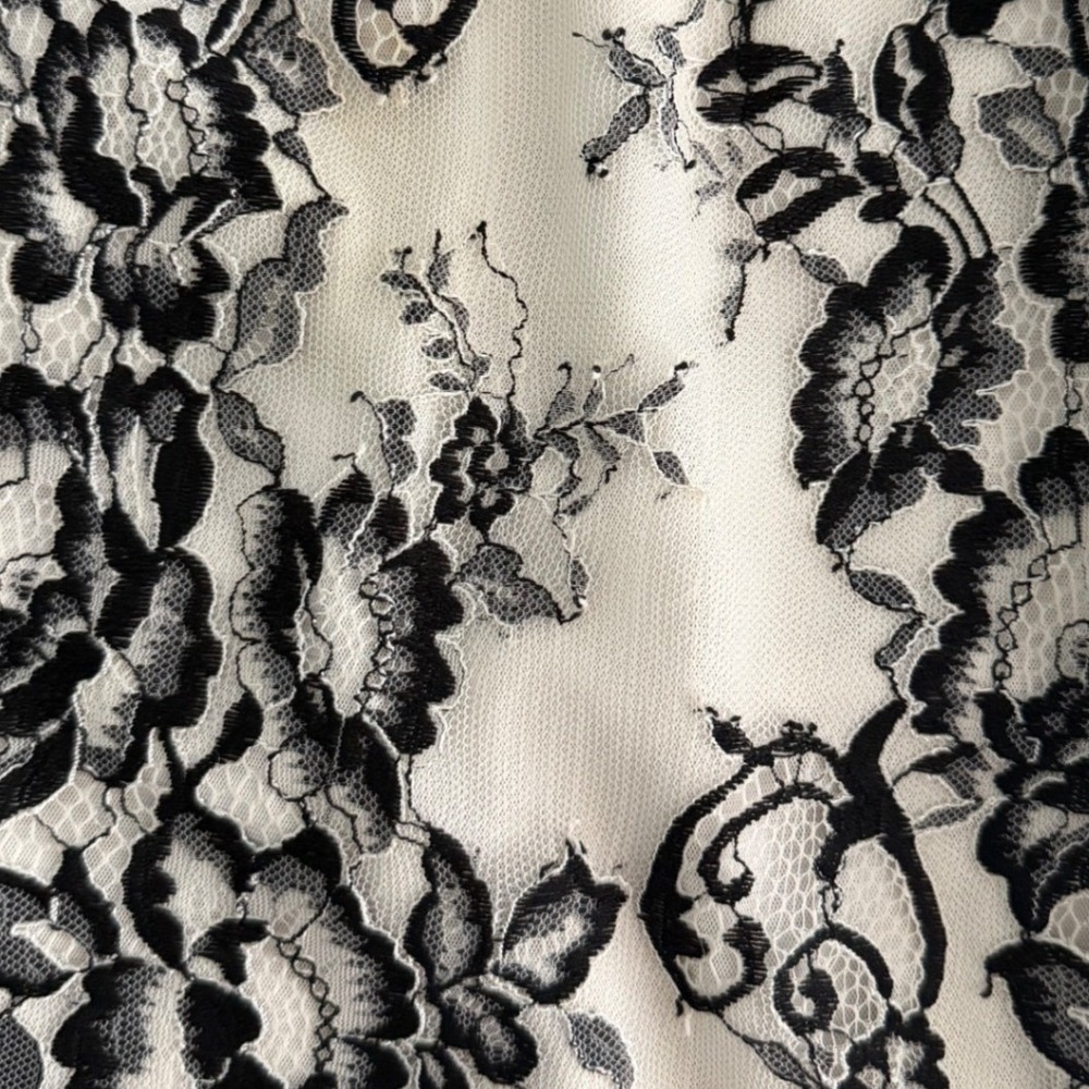 White House Black Market Black Lace Off Shoulder Blouse Cream Floral S - Picture 5 of 10